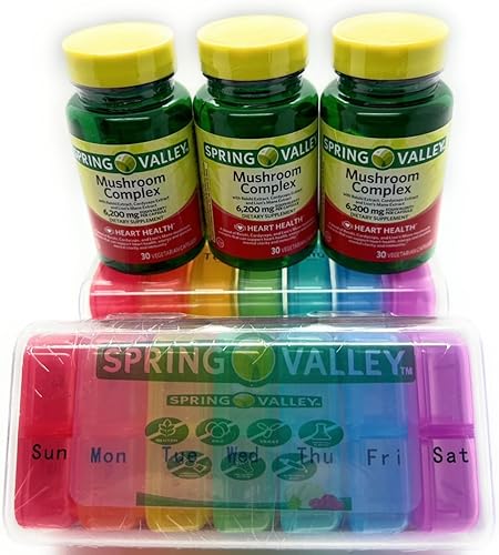 Miniatura 2 de 3 botellas de suplemento dietético Spring Valley Mushroom Complex, 6,200 mg, 30 cápsulas cada botella. Más bono de 7 días para píldoras.