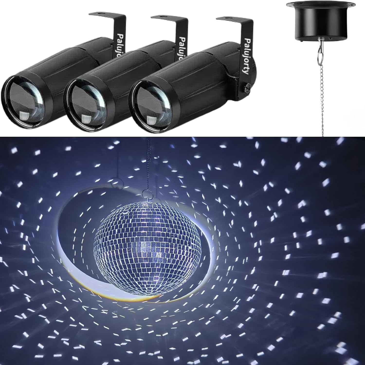Mirror Ball Motor and 3 Pack Disco Ball Lights