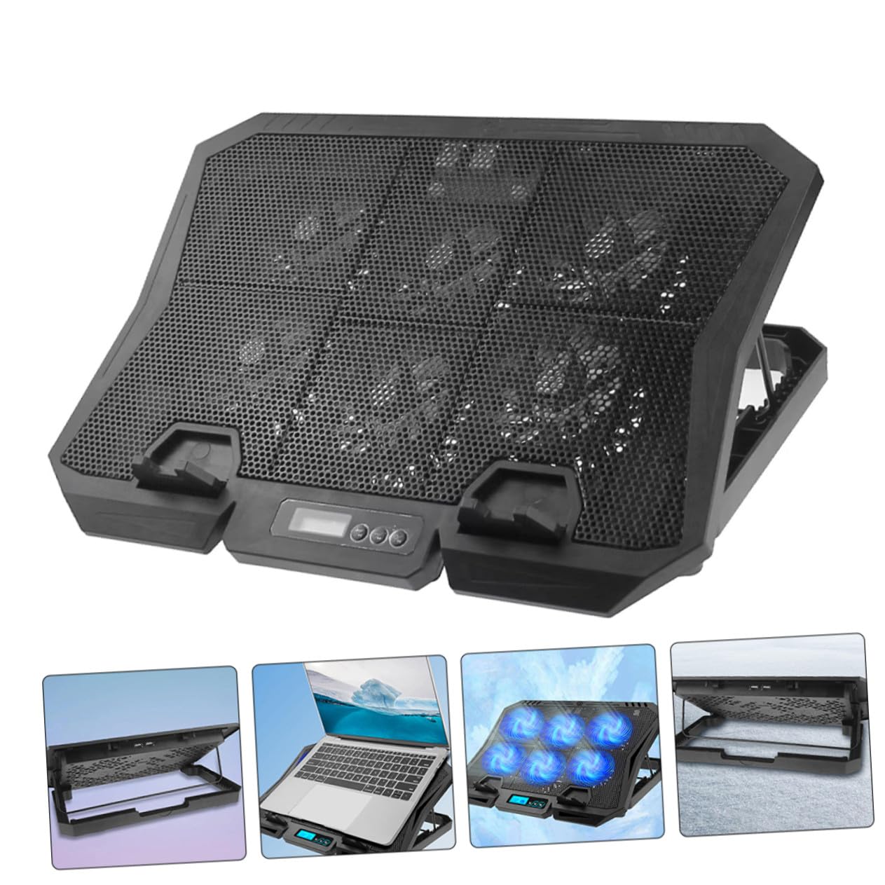 DOITOOL Laptop Holder with Quiet Cooling Fans Adjustable Height Laptop Stand Portable Pc Cooler for Work Study Travel