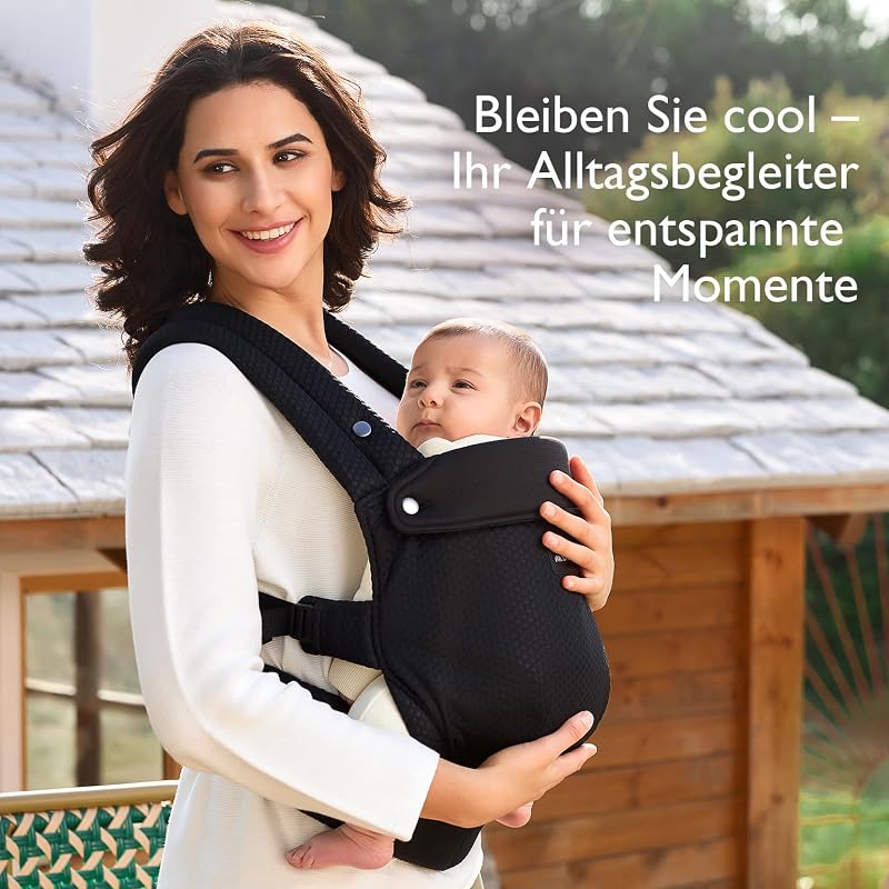 Momcozy Légáteresztő Háló Babahordozó - Ergonomikus, Könnyű Kenguru 3-20 kg Babáknak, Deréktámasszal, Kényelmes Egész Napos Hordozáshoz, Fek