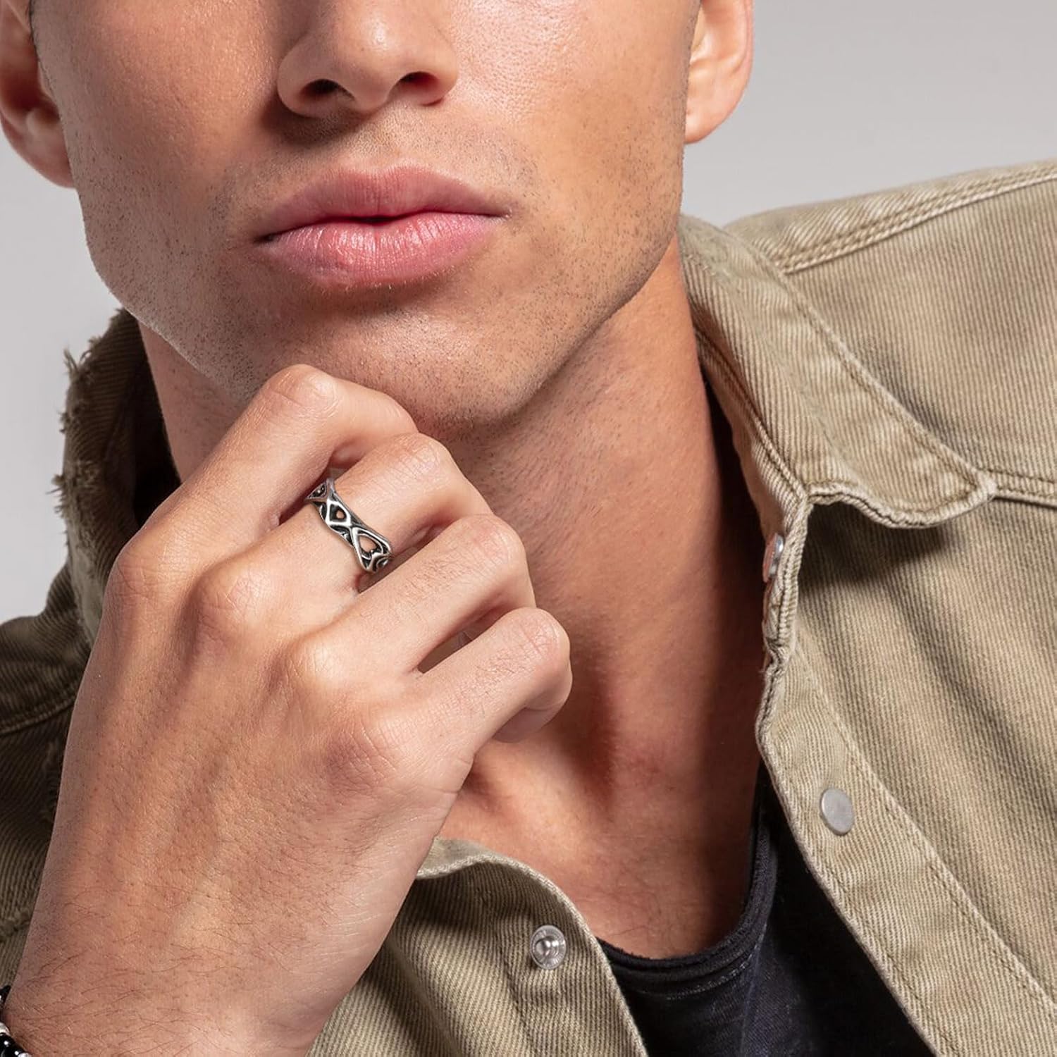 HZMAN Irregular Hollow-Out Stainless Steel Ring for Men & Women, Biker and Cocktail Party Fashion Jewelry, Unique Gift Ring in Sizes 7-12