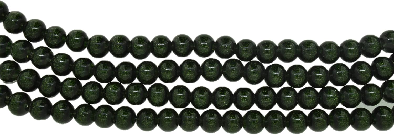 Green Goldstone Plain Round Shape Gemstone Beads for Jewelry Making, Jewelry Supplies, Green Goldstone Beads 10mm Size, 1 Strand Each of 16" Length