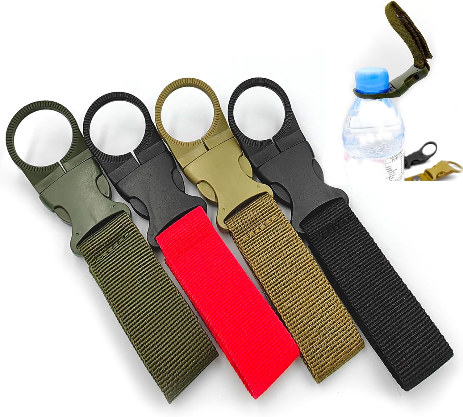lightstar 4pcs Hanging Bottle Buckle Clip Carabiner, Portable Mineral Water Bottle Clip for Outdoor Camping Hiking Traveling