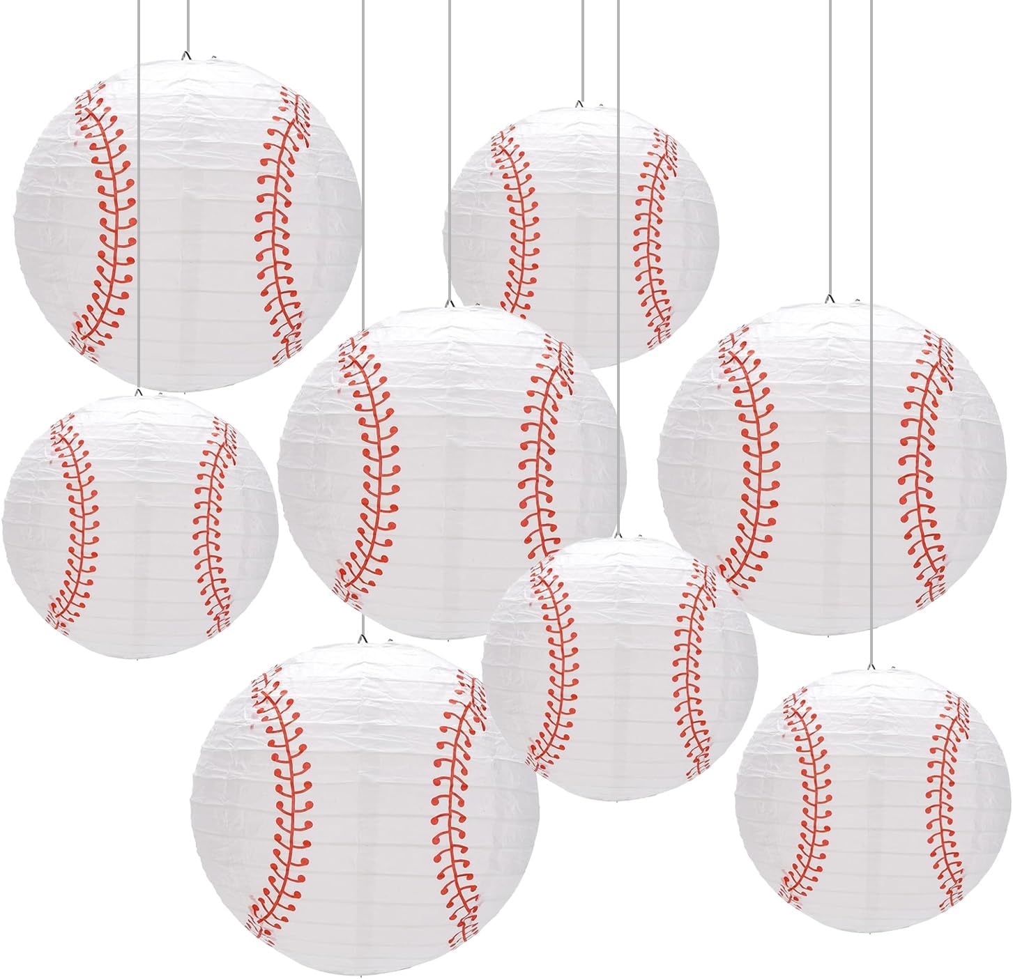CC wonderland zone 8 Pcs Basketball Party Decorations Paper Lanterns (8 Inch & 10 Inch) - Basketball Hanging Decor for Sports Theme Birthday Baby Shower Centerpieces