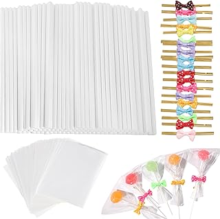 300Pcs Lollipop Sticks - White Cake Pop Sticks, Reusable Plastic Cake Lollipop Stick for Candy Chocolate Cookie Wrapping I...