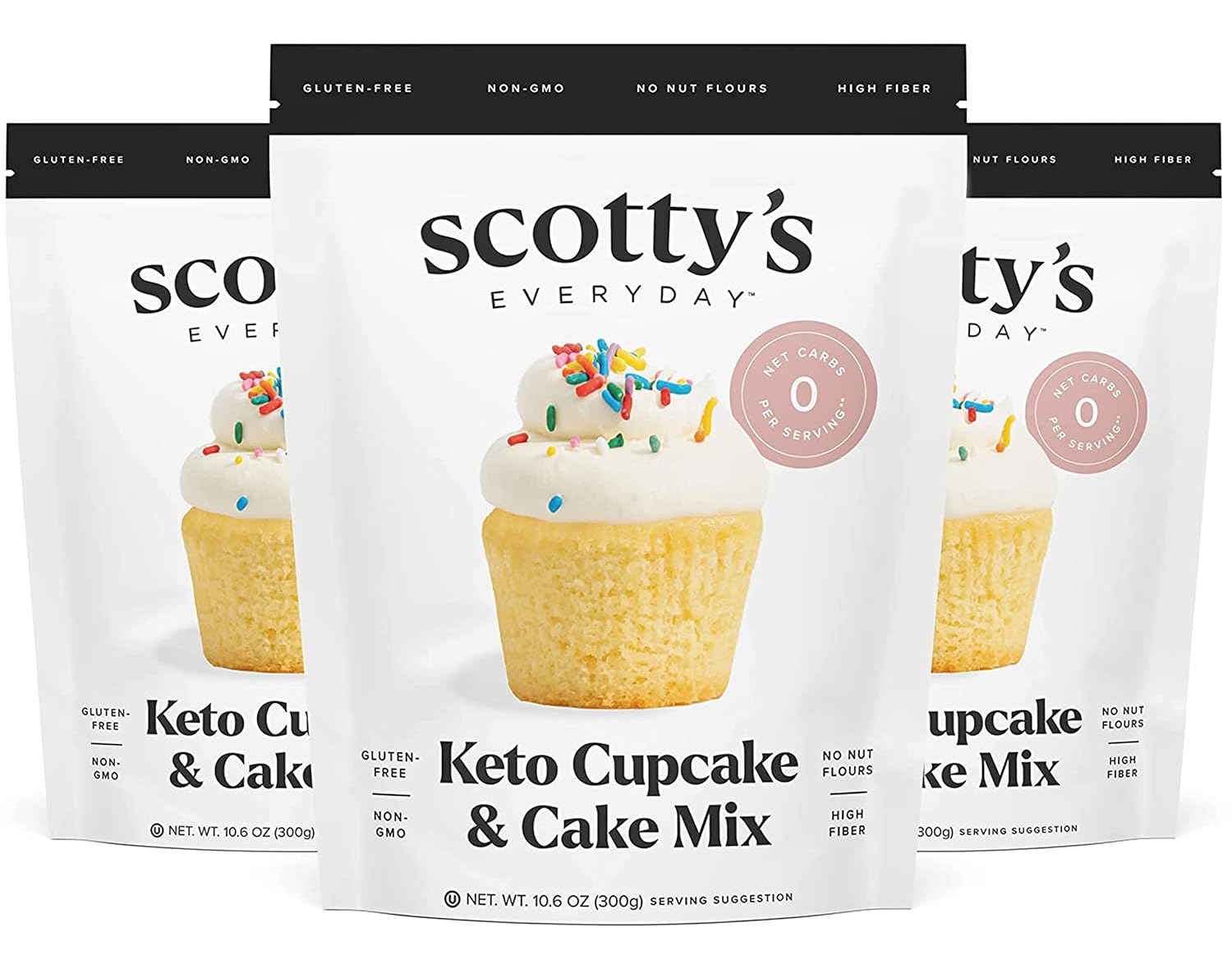 Keto Cupcake & Cake Mix - Gluten Free Zero Carb Keto Baking Mix - 0g Net Carbs Per Serving - Easy to Bake - No Nut Flours - Great Keto Dessert, Sugar Free, Non-GMO, Kosher. 10.6oz Mix (3 Packs)