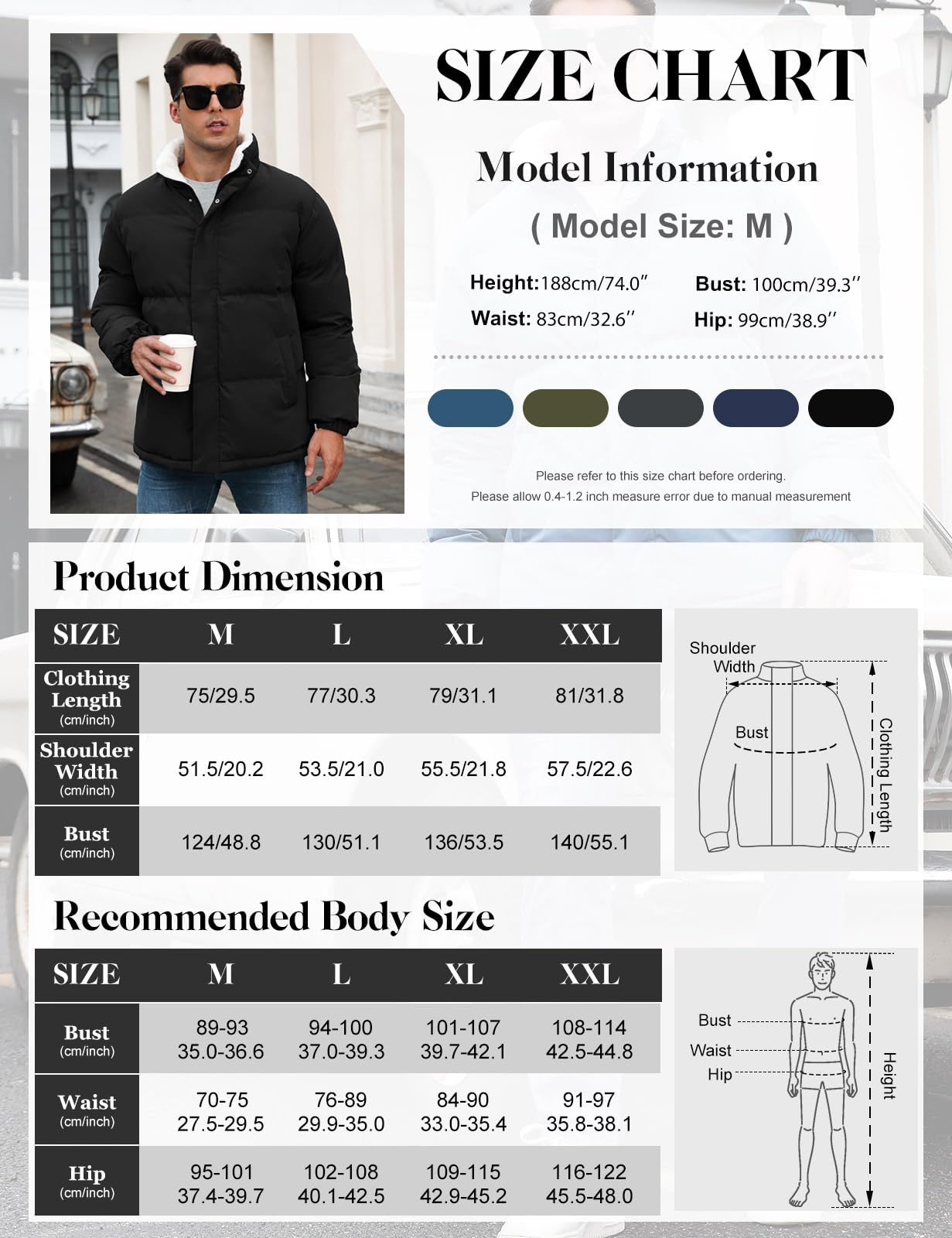 RITOSTA Giubbotto Invernale Uomo Casual Giacca in Pile da Lavoro Termica Jacket Piumino Cappotto Elegante Felpa Imbottita Giaccone Manica Lunga Sport e Tempo Libero con Cerniera