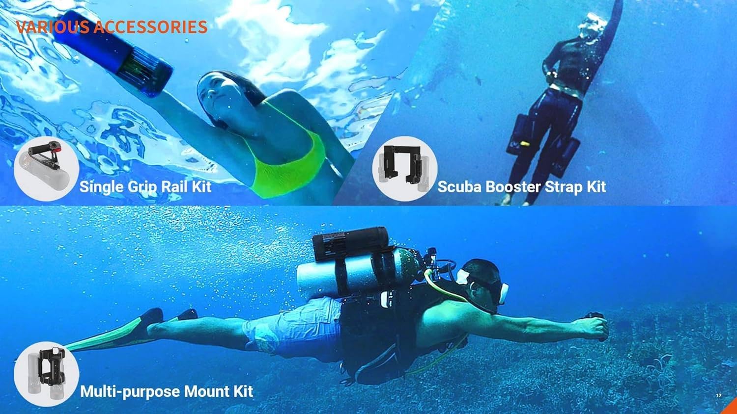 Scooter subacqueo, Booster per Nuoto subacqueo, Fotocamera Sportiva Compatibile con Booster per Scooter subacqueo per Piscina per Sport Acquatici,Single