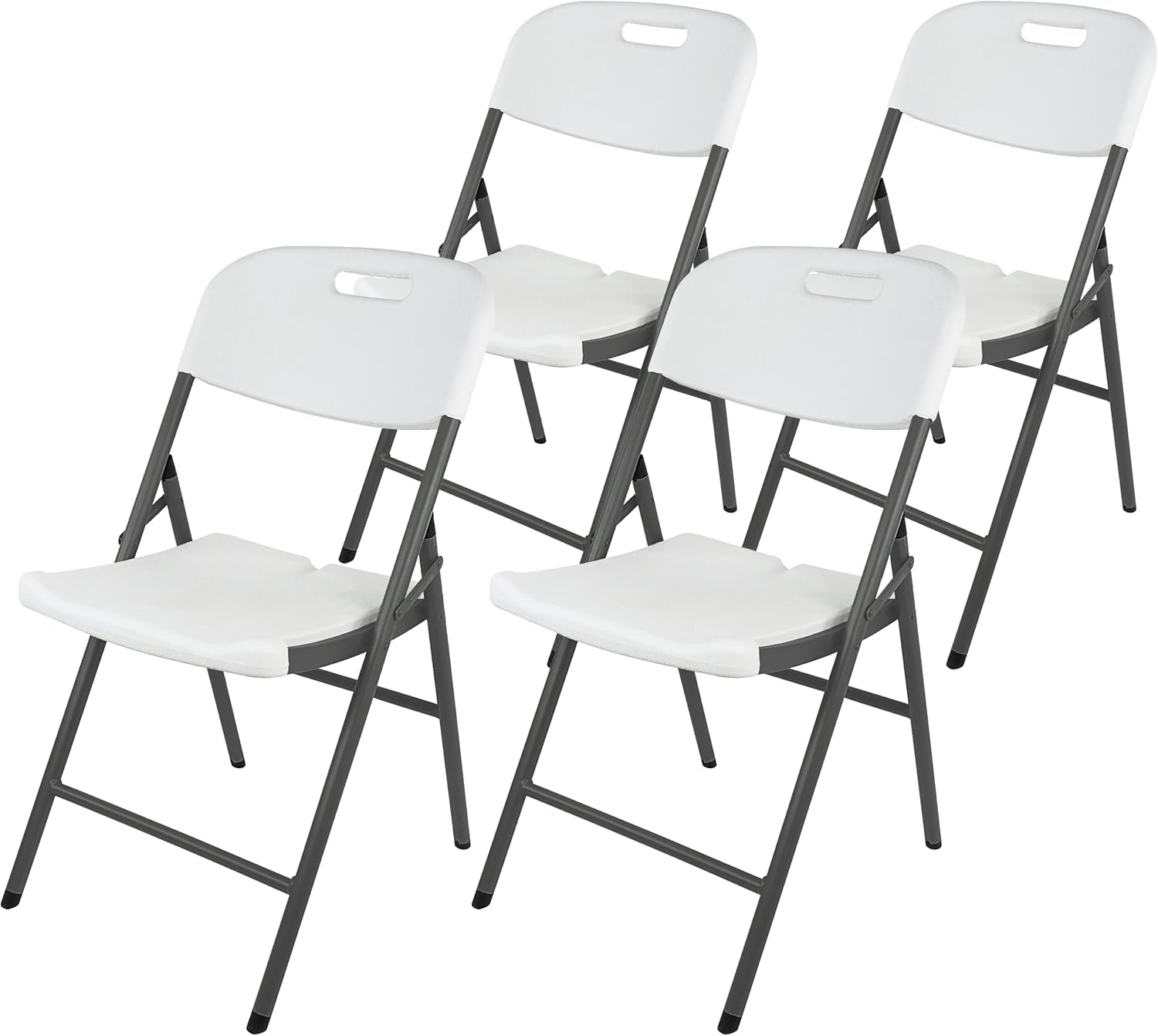 Ondis24 4 x Folding Chairs for Camping Party Wedding Banquet & Training HDPE Seat UV and Weather Resistant Steel Frame 4 White 50 x 47 x 84
