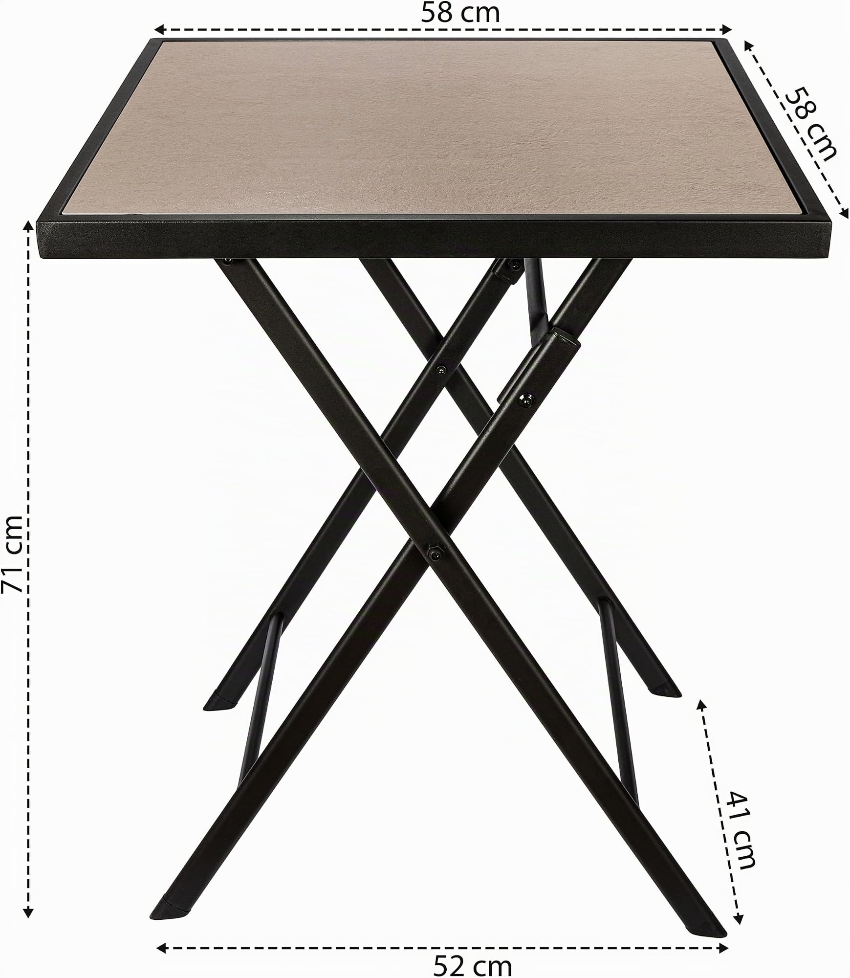 BRUBAKER Mesa de Jardín Bergamo - Tabla de Balcón 58 x 58 cm - Beige