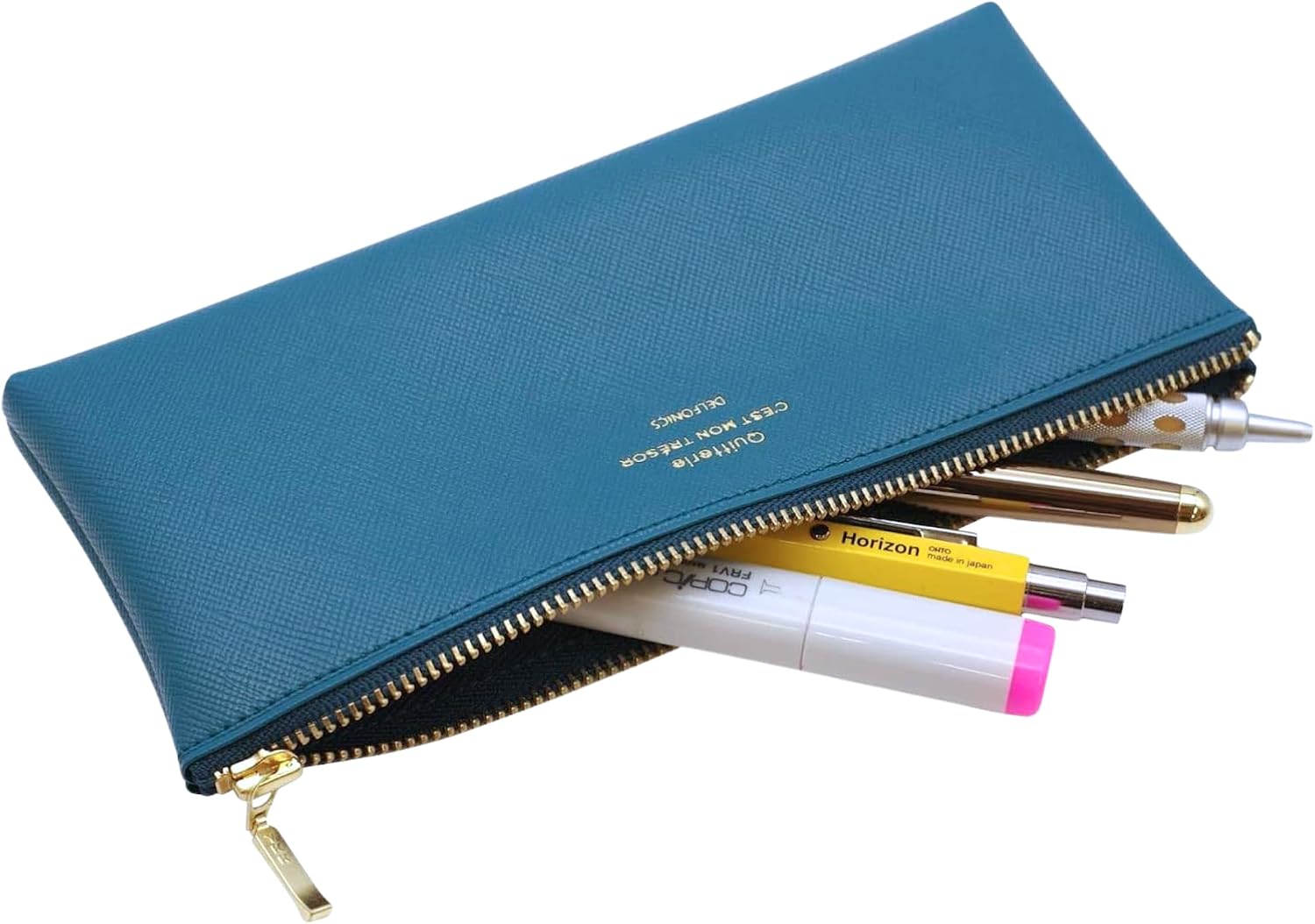 [DELFONICS] 500343 Quitterie Flat Pencil Case Black Holder Pen Case Pouch