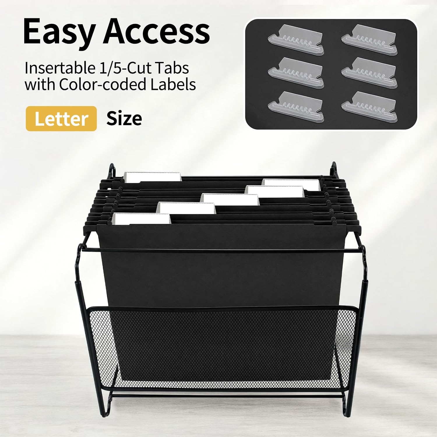 Heavy Duty Extra Capacity Plastic Hanging File Folders, (12 Pack, Black) Letter Size, 2 Inch Expansion with 1/5-Cut Tabs, Perfect for Bulk Files, Medical Charts, Business & Office Use image 4