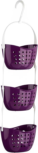 Premier Housewares 1601486 3-Tier Shower Caddy / Shelf Purple Small Storage Baskets / Hanging Organiser Plastic Bathroom Caddy / Shower Organiser 23 x 17 x 83