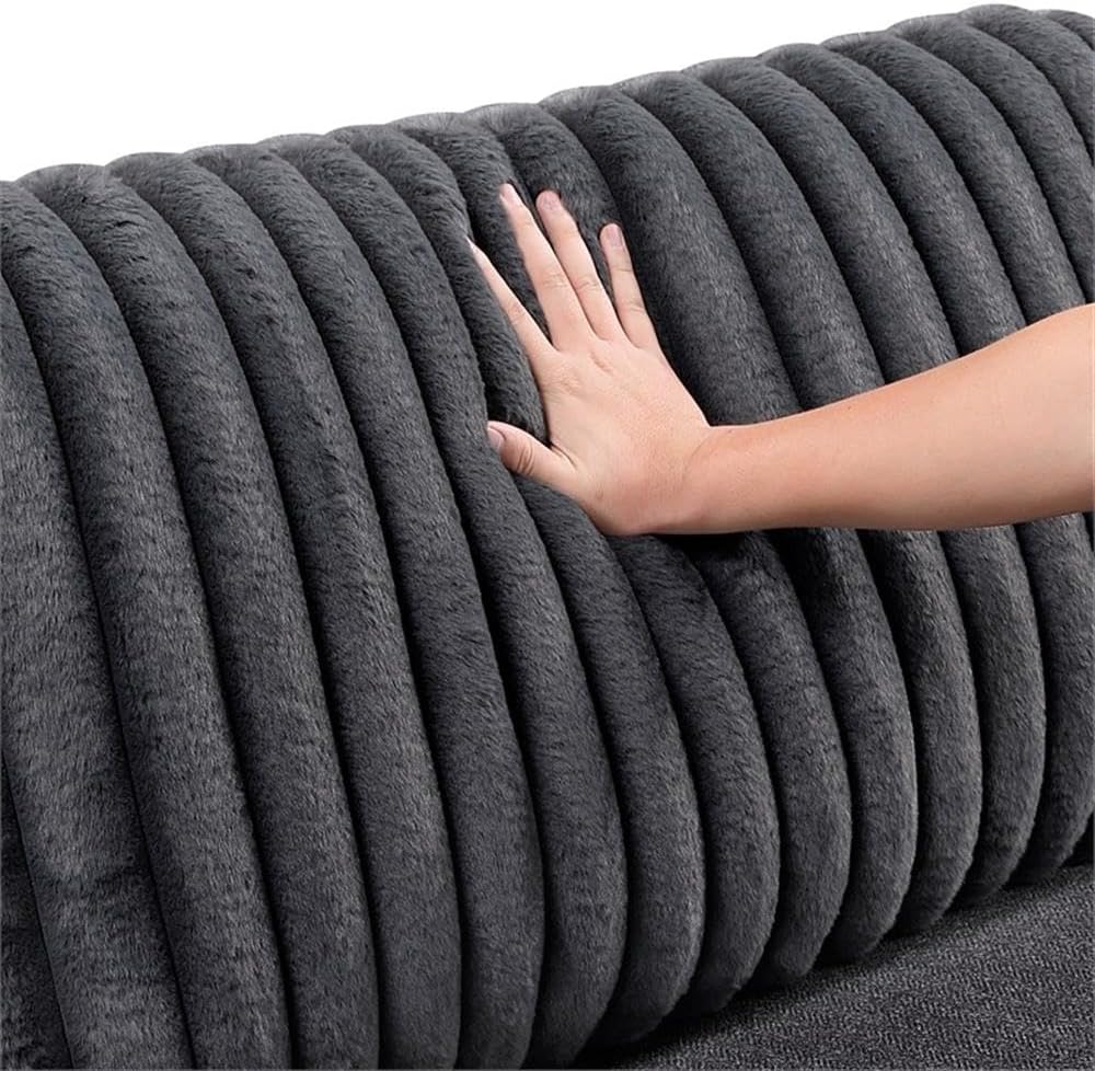 Pemberly Row Textured Microfiber and Corduroy Loveseat, Dark Gray Upholstery, Solid Wood Feet, High-Density Foam Cushioning, Reversible Cushions, Two Matching Pillows Included, Cozy Living Room