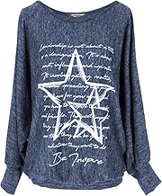 Emma & Giovanni - Women's Batwing Sleeve Star Print Oversized Top