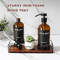 Vista 5 de Kitchen Soap Dispenser Set with Tray, Amber Glass Soap Dispensers with Iron Basket, Decorative Hand and Dish Soap Dispenser Set, Soap and Lotion