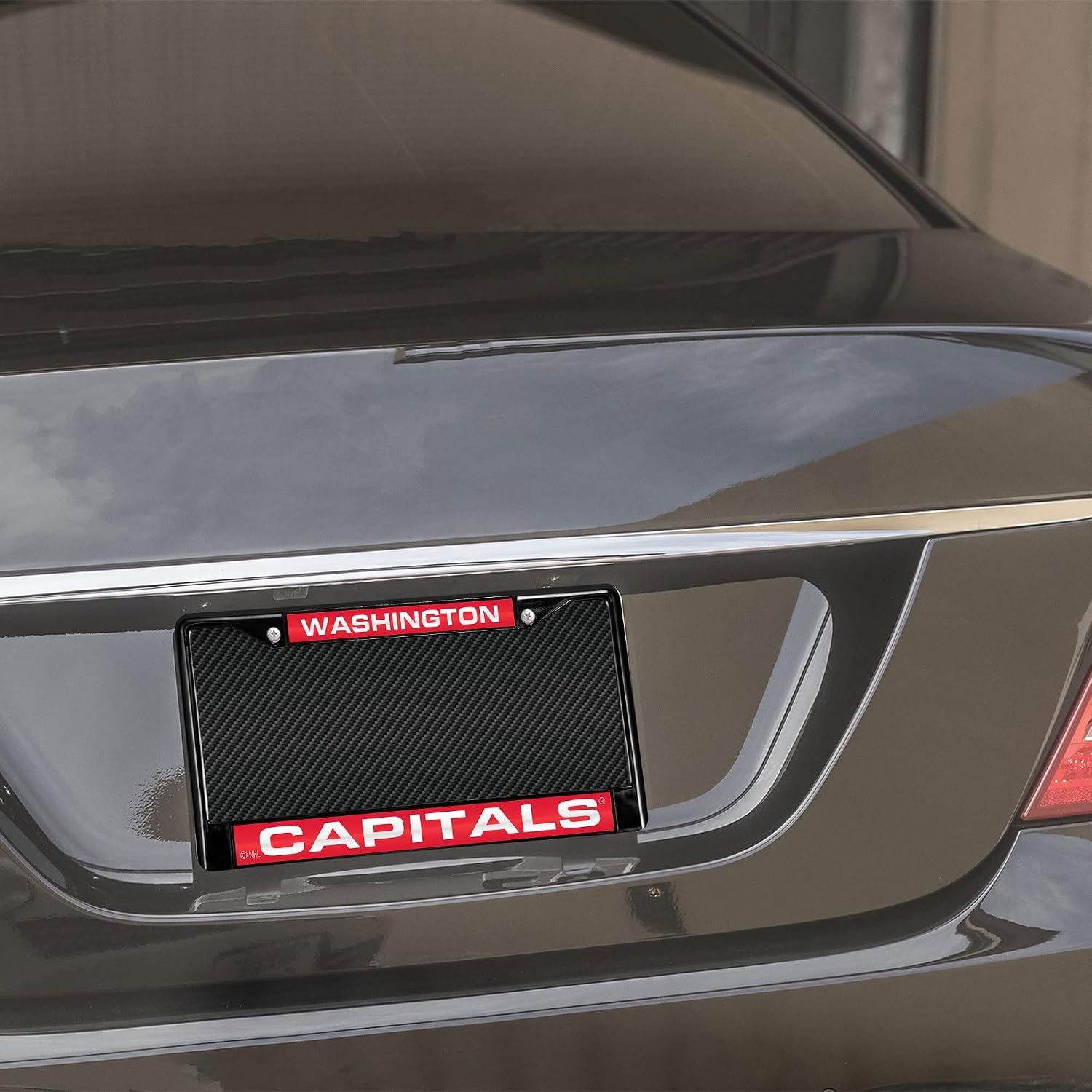 Rico Industries NHL Washington Capitals Black Black Laser Cut Chrome Frame 12" x 6" 12" x 6" Black Laser Cut Chrome Frame - Car/Truck/SUV Automobile Accessory