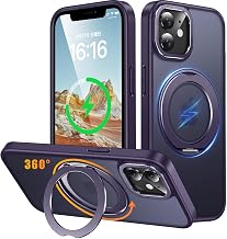 Gunwon iPhone 11 用 ケース Magsafe対応 ワイヤレス充電 360°回転スタンド 耐衝撃 縦横両対応 マット仕上げ「パープル」