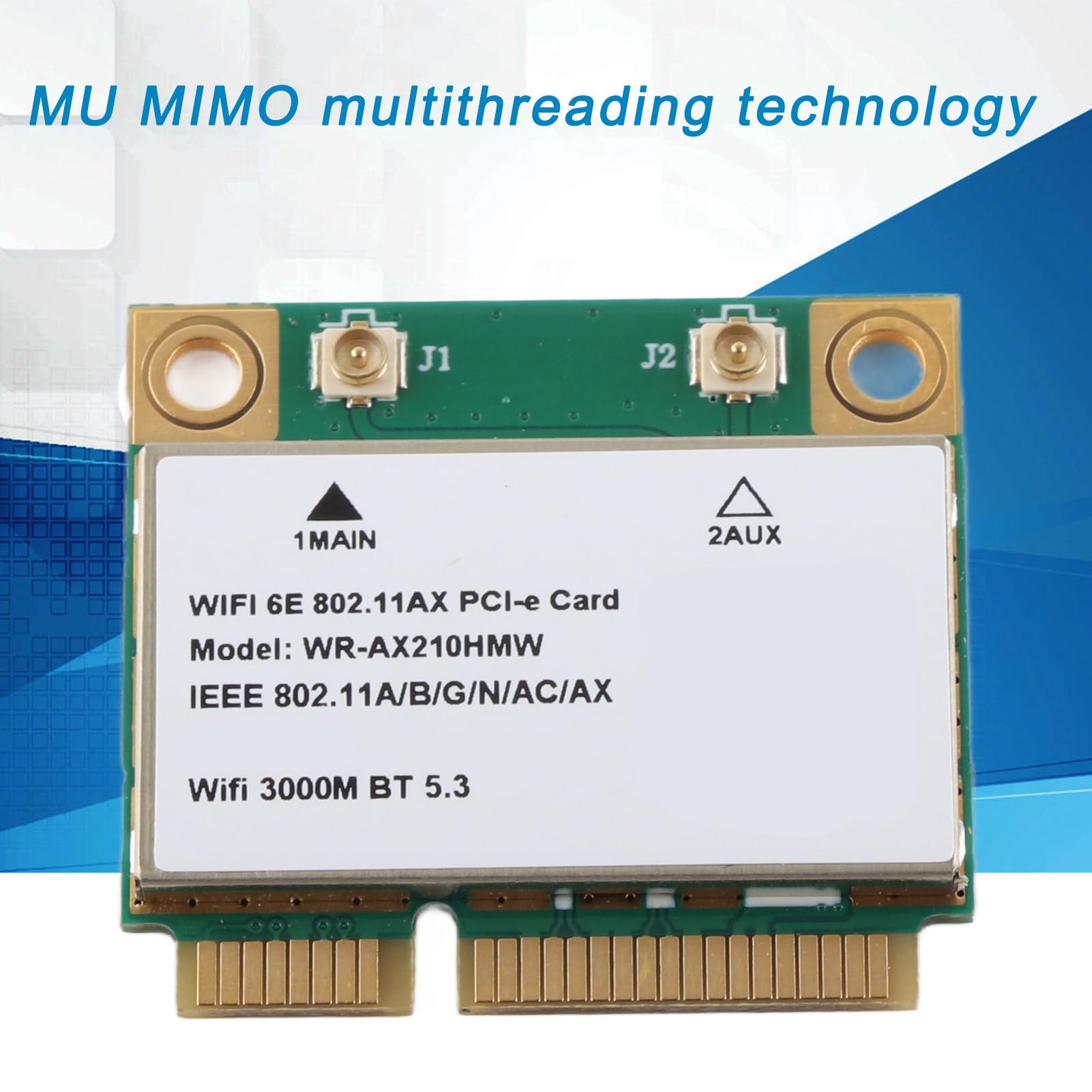 Zunate Scheda di Rete Wrieless, AX210HMW Triple Band 5374M (2.4GHz 574Mbps o 5GHz 2400Mbps o 6G) Mini PCIE Gigabit WiFi 6E Adapter con Bluetooth 5.2, per 10