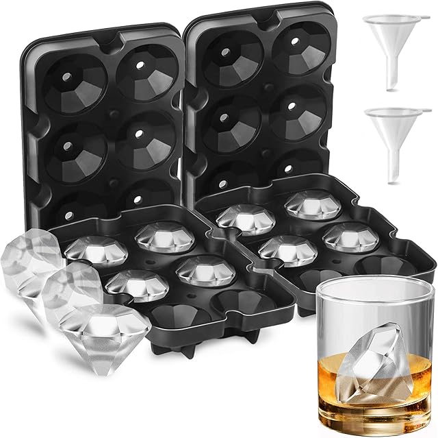 Ice Cube Tray Diamond 6in1 Compartment Set of 2 Ice Cube Trays Silicone Ice Cube Tray Ice Cube Tray Ice Cube Tray BPA for Whisky Cocktails Juice Chocolate Sweets (2 Pack)