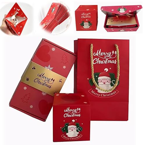 Neioaas Cajas de regalo sorpresa, caja de regalo emergente para dinero y Navidad, caja de regalo única de Navidad plegable con sobre rojo, cajas de