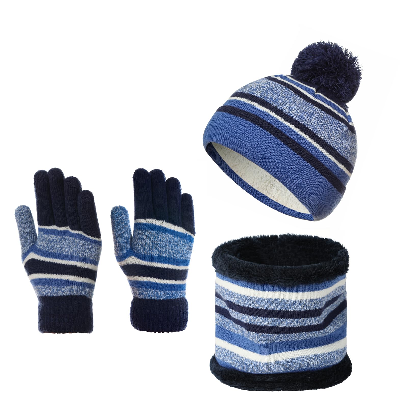 Azarxis Guanti da Sci Bimbo Guanti da Neve Bimba Guanti Sci Bambina Guanti Termici Bambino Guanti Invernali per Bambini (05 Set Invernale - Blu, 3-7 anni)