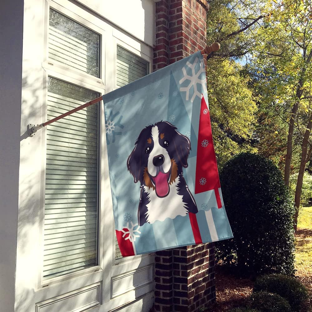 Caroline's Treasures BB1733CHF Winter Holiday Bernese Mountain Dog House Flag Large Porch Sleeve Pole Decorative Outside Yard Banner Artwork Wall Hanging, Polyester, House Size, Multicolor