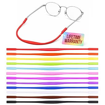 12 Pack Silicone Glasses Strap 7.8" Soft Adjustable Head Straps for Glasses, Comfortable Non-Slip Eyeglass Holder, Secure Fit Elastic Sunglasses Strap for Outdoor Activities, Sports & Daily Wear