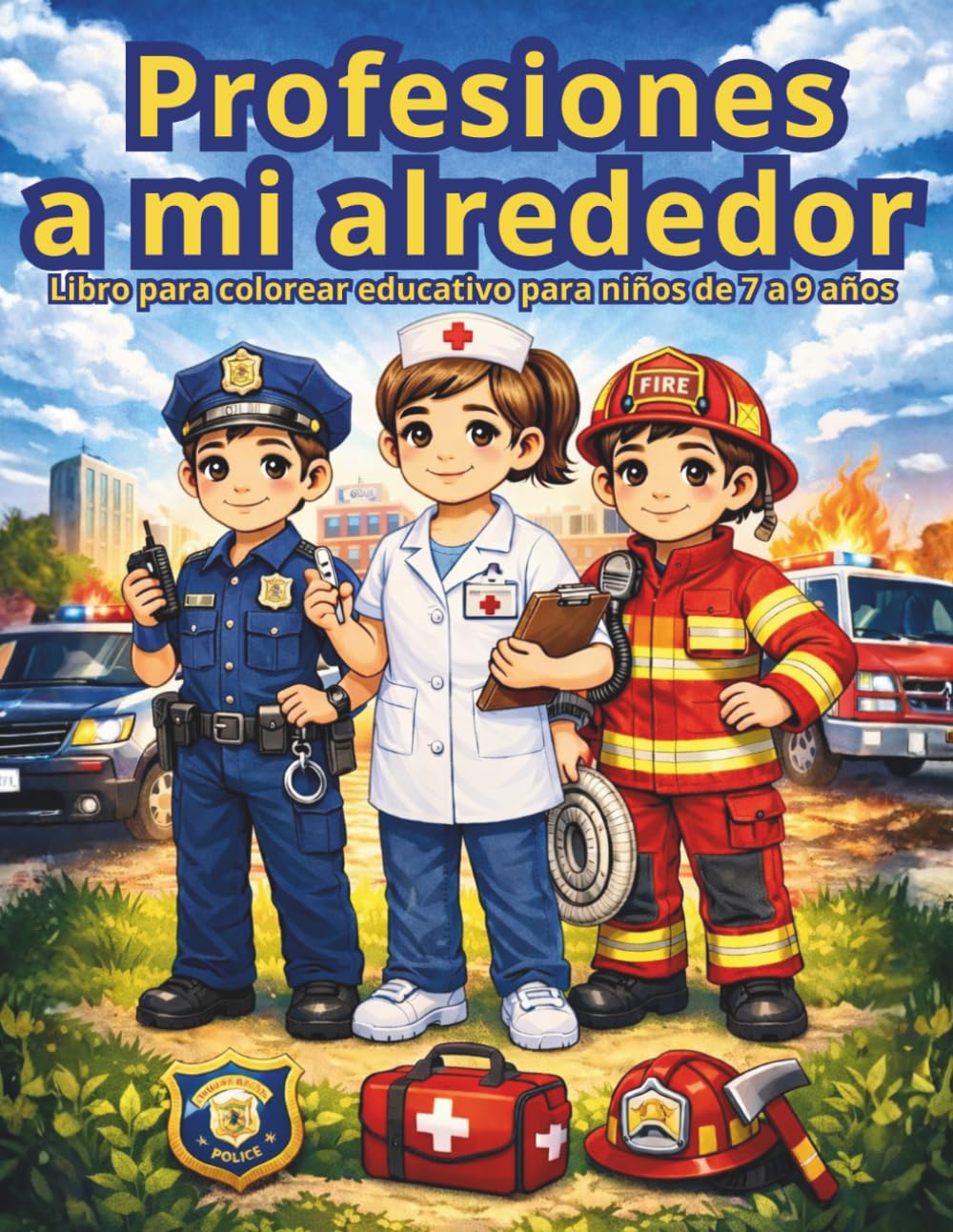 Profesiones a mi alrededor: Libro de colorear educativo para niños de 7 a 9 años