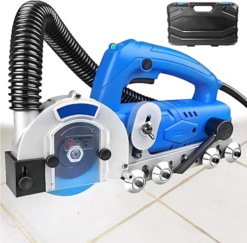 1200W Electric Grout Cleaner, Portable Self-Suction Tile Grout Cleaning Machine, 9000 RPM Electric Grout Removal Tool with Dust Collection Bag & Adjustable Cutting Depth A
