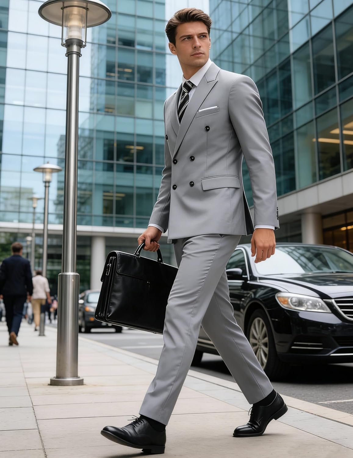 COOFANDY Men's 2 Piece Double Breasted Suits Slim Fit Tuxedo Jacket and Dress Pants Set for Wedding Business Prom - Image 3