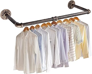 eSynic Wall Mounted Clothes Rail 80CM Copper Industrial Clothes Rail Durable Clothes Rail Wall Mounted Detachable Industrial Pipe Clothes Rail Rack Perfect for Bedroom, Living Room, Bathroom etc