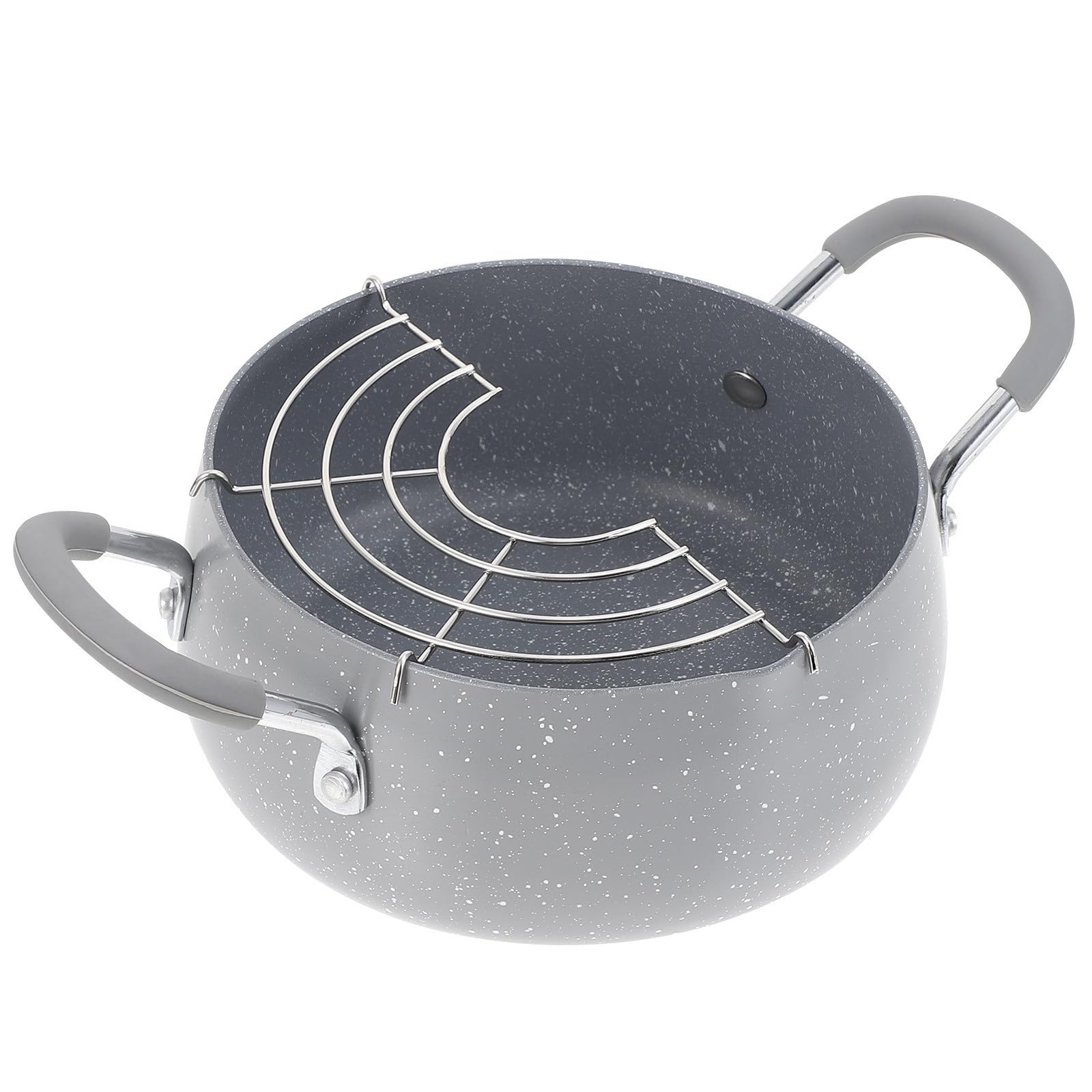 Gadpiparty Mini Sartén para Freír Tempura de Acero Inoxidable con Doble Asa