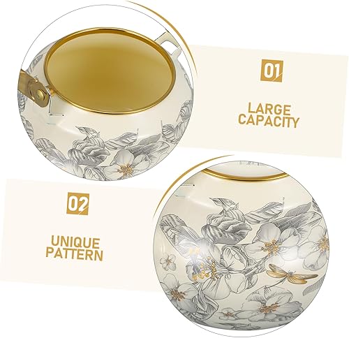 Miniatura 9 de Tetera esmaltada vintage retro para té suelto para estufa, hervir con estilo, olla de agua para el hogar, diseño fácil de limpiar para uso en la