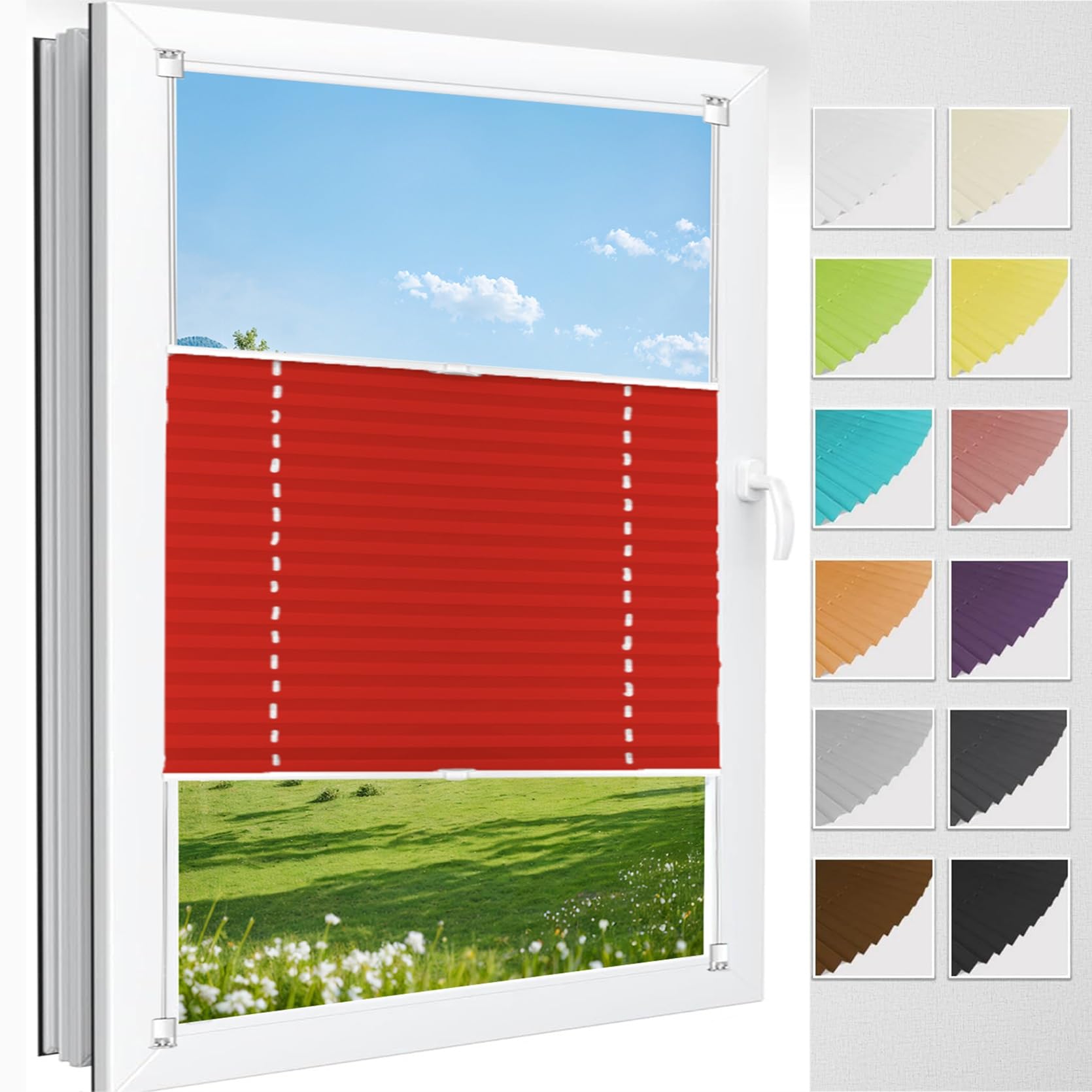 Store plissé sans perçage 120 x 125 cm pour une ambiance chaleureuse dans le salon
