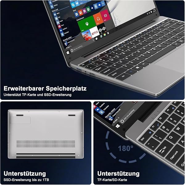 bvate PC Portatile 14 pollici Notebook Win 11 upto 2.8 GHz 256 GB ROM Supporta l'espansione SSD 1TB Celeron N4020 2.4G+5G WiFi 4.2 USB HDMI Tastiera italiana membrana mouse senza fili-B - 4