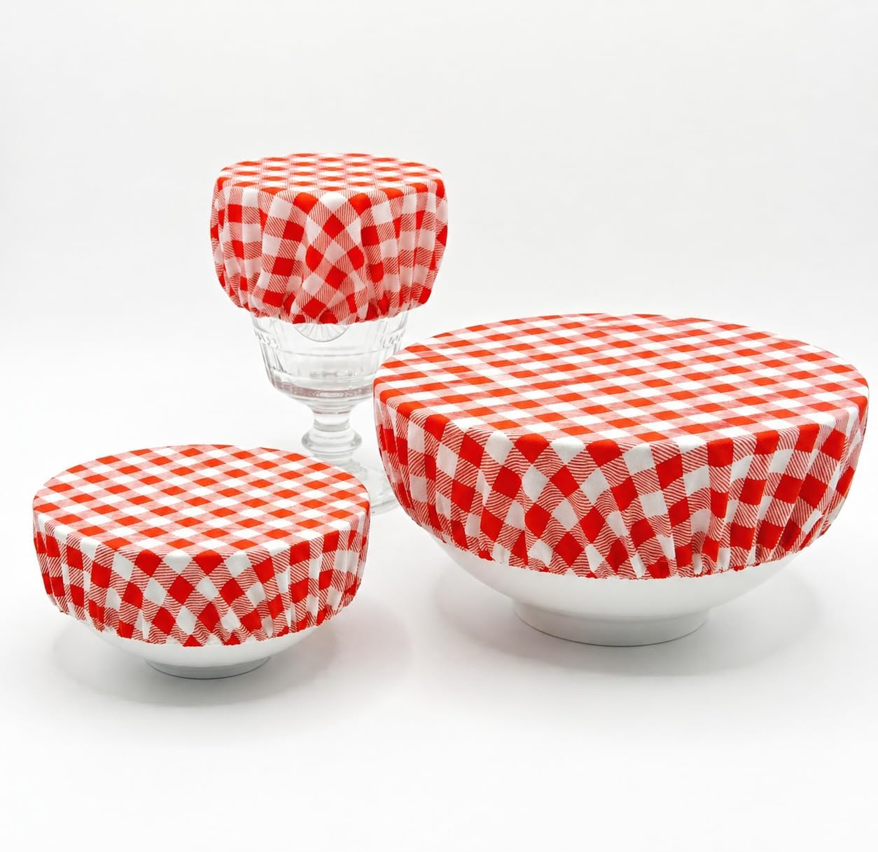 Reusable Cotton Bowl Covers with Elastic Rim, Breathable Washable Fabric Stretch Lids for Bowls, Plates & Containers, Dust Proof Food Covers for Fridge, Leftovers, Picnics, Eco Friendly Kitchen