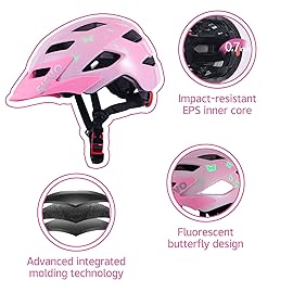 Kids Helmet, SIFVO Kids Bike Helmet Boys and Girls Bike Helmet with Cool Visor Helmet for Kids 5-14, Kids Bike Helmets Youth Bike Helmet Adjustable & Lightweight 50-57cm (Pink ButterflyNew)
