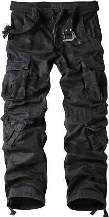 Mens Camo Cargo Work Pants Cotton Tactical Ripstop Casual Combat Pants with 8 Pockets