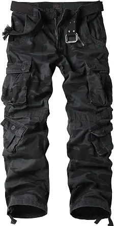 Men's Camo Cargo Work Pants Cotton Tactical Ripstop Casual Combat Pants with 8 Pockets