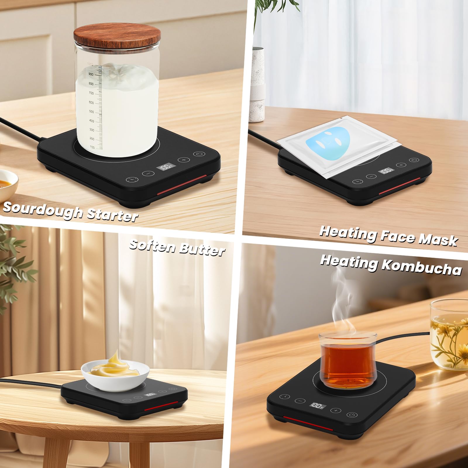 Ark miido Sauerteig Starter Wärmer, Warmhaltematte für Sauerteigstarter, Gärwerkzeug für Sauerteigheizung zum Backen mit Timer, zum Backen zu Hause