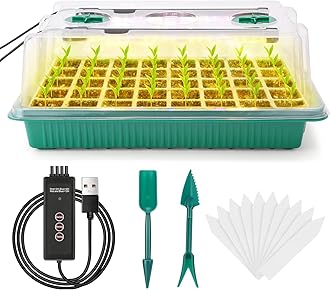 Seed Starter Tray with Grow Light, 96-Cell Seed Starter Kit, Seedling Starter Trays with Humidity Domes, Automatic Timer, Adjustable Light Indoor Gardening Plant Germination Trays