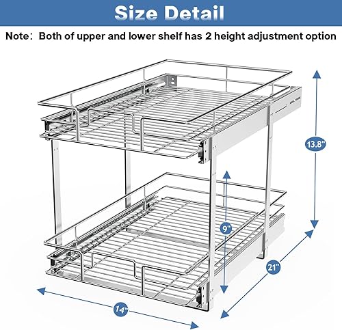 Vista 112 de LOVMOR Organizador de gabinete extraíble de 20 pulgadas de ancho x 21 pulgadas de profundidad, estantes extraíbles para armario de cocina, 1 Tier