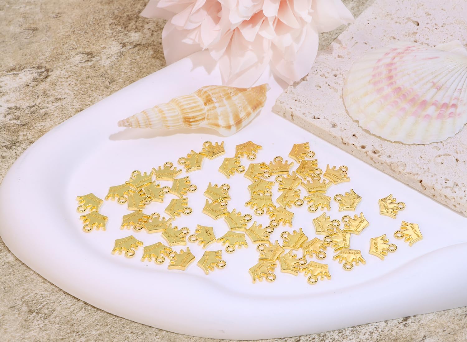 Small Metal Vintage Crown Princess Charms for Pendant Earring Bracelet Necklace Keychain Jewelry Making Christmas Halloween Party Favor Handmade Craft Project, 50PCS - Image 3