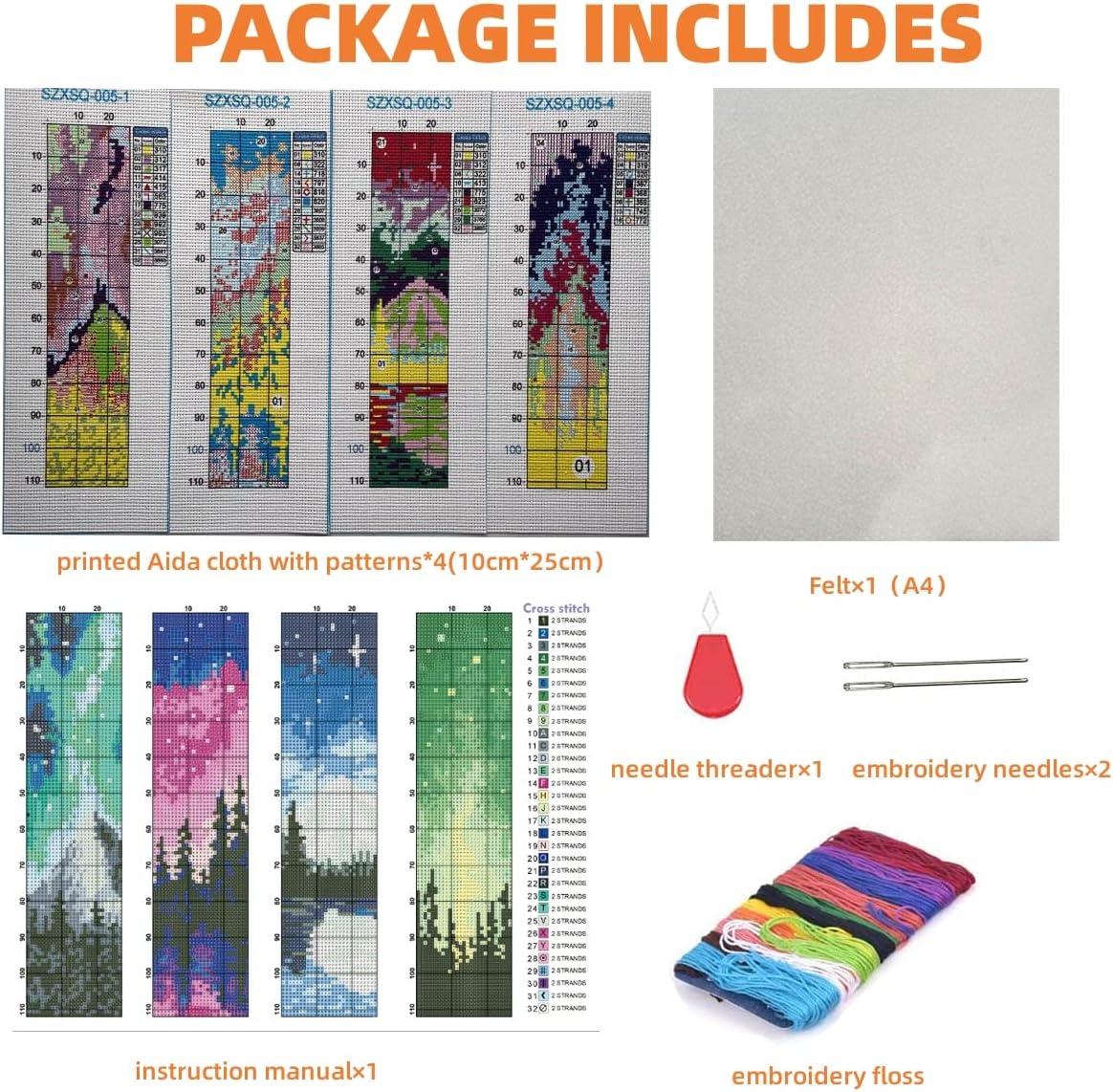 Cross Stitch Bookmark Kit 4PCS,DIY Bookmarks Cross Stitch Kits for Beginners,Stamped Embroidery Bookmark,14CT