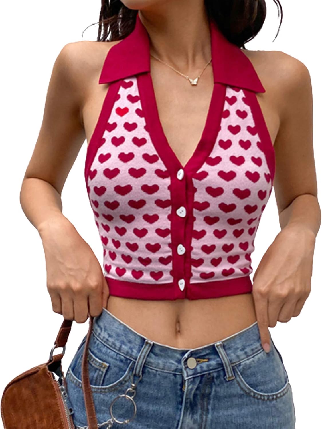 Y2k Knitted Halter Vest Sleeveless 