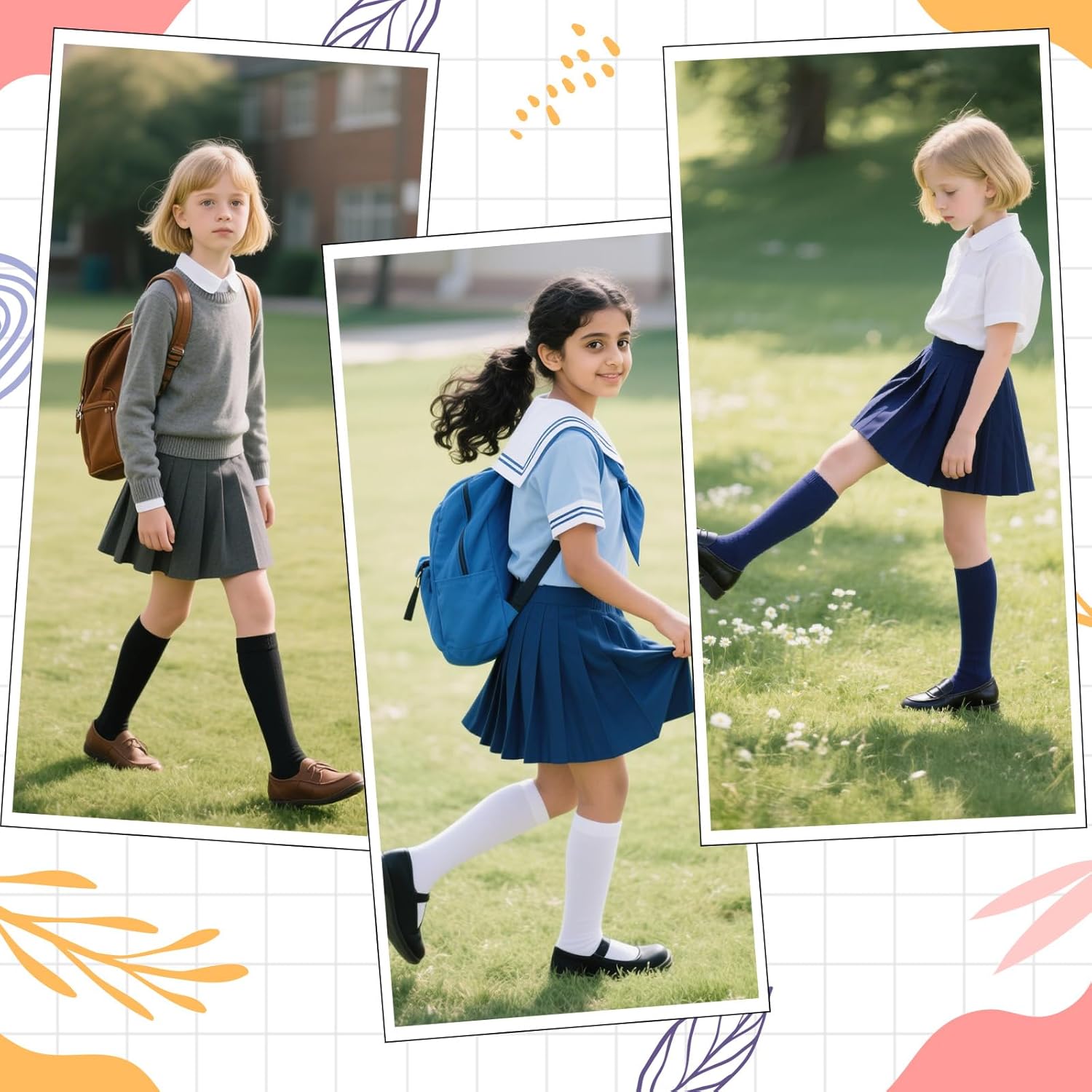 Cozypower 4 Pairs Calf Knee High Sock for Girl Kid Boy, Cotton School Uniform Unisex Solid Seamless Sock for Dress - Image 5