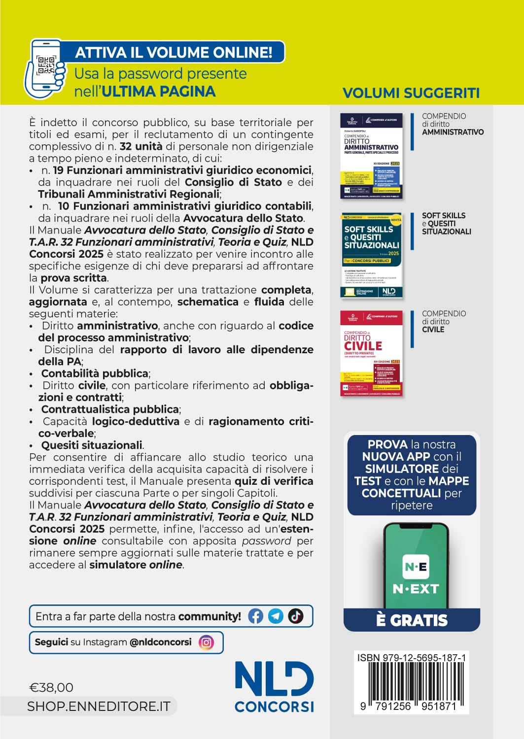 Concorso 32 Funzionari Avvocatura dello Stato, Consiglio di Stato e TAR. Manuale di teoria per la prova scritta. Nuova ediz. Con espansione online
