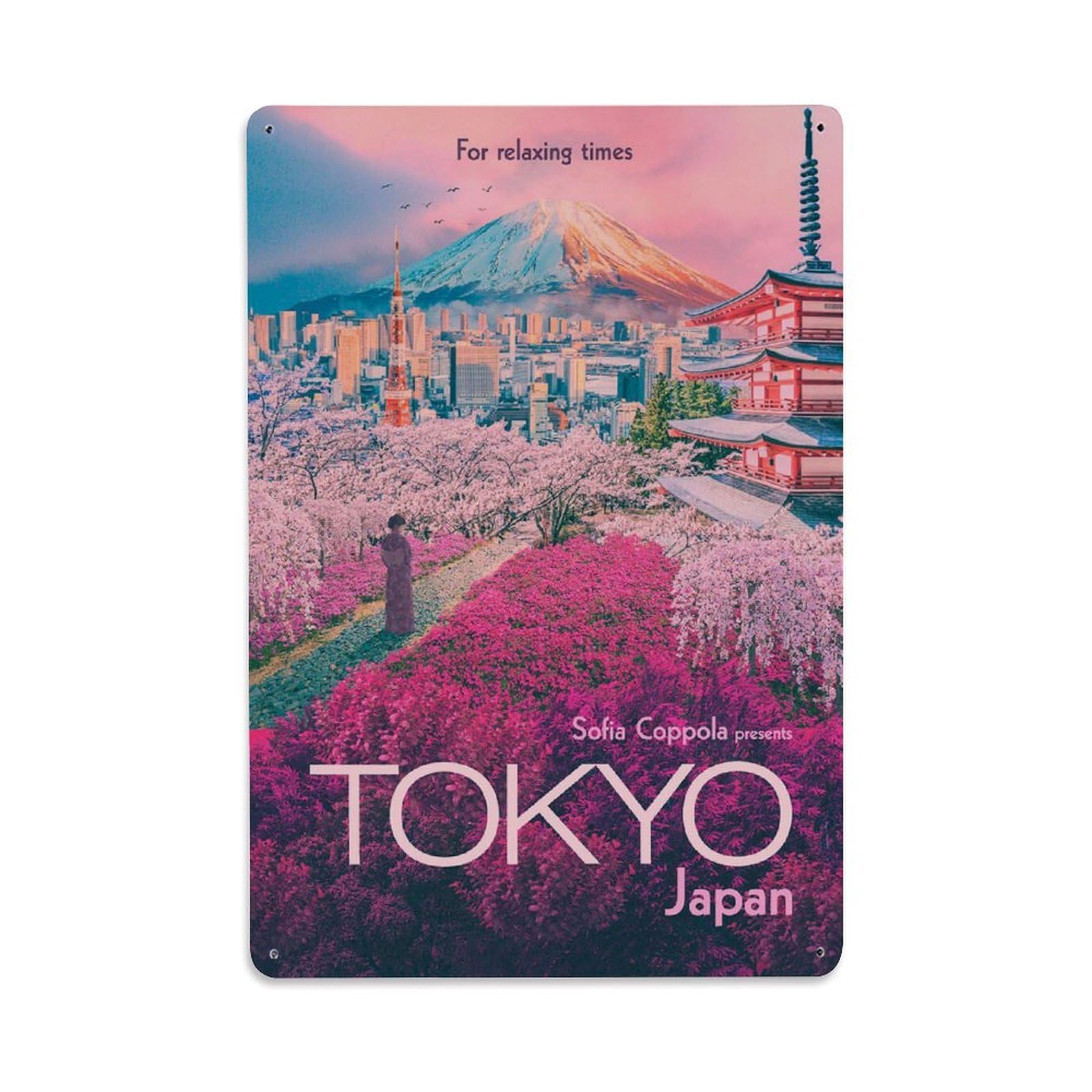 Vintage Poster Tokyo Metal Tin Sign Wall Decor for Cafe, Club, Garden Metal Poster 8x12Inch