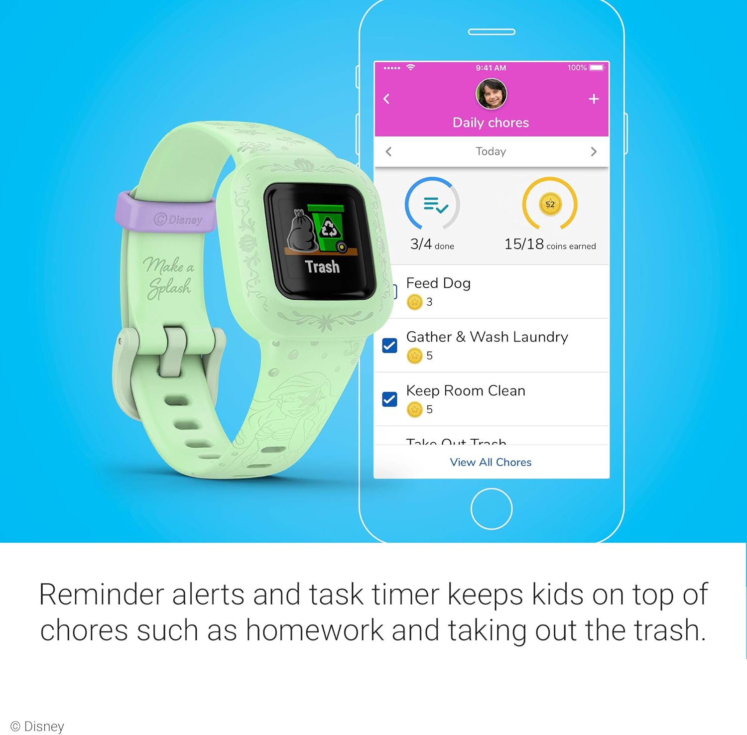 Exсluѕіvе Sресіаl Garmin vivofit jr. 3, Fitness Tracker for Kids, Swim-Friendly, Up To 1-year Battery Life, Disney The Little Mermaid